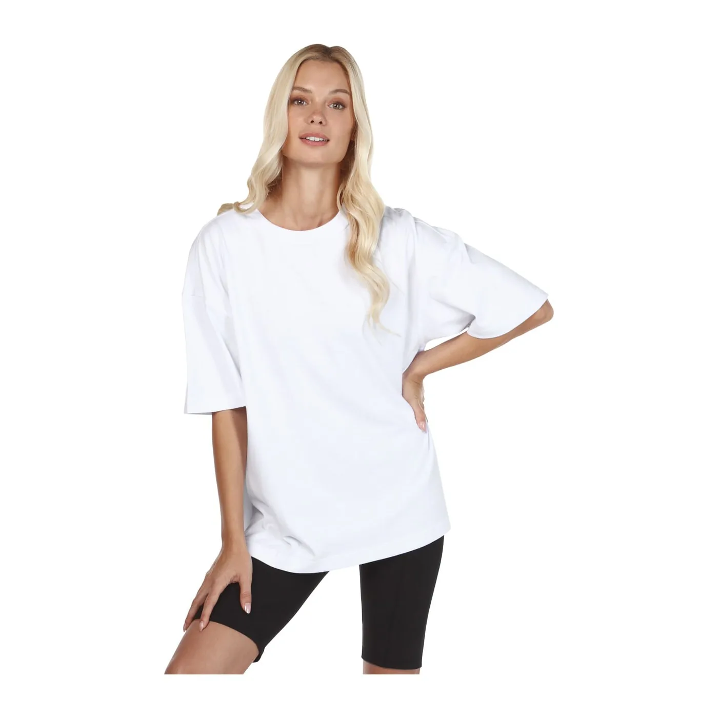 Playera oversize 100% algodón lisa en color Blanco