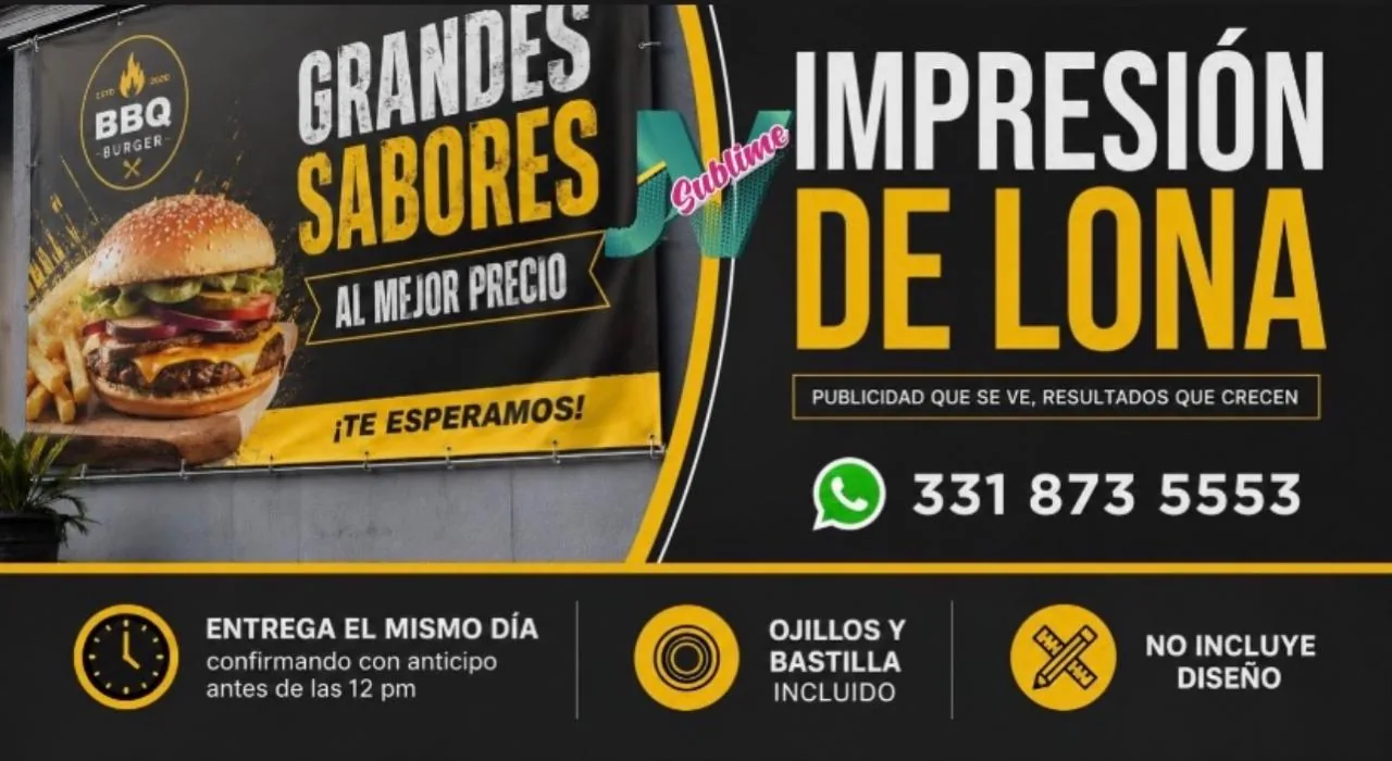 Lona impresa personalizada por JV Sublime